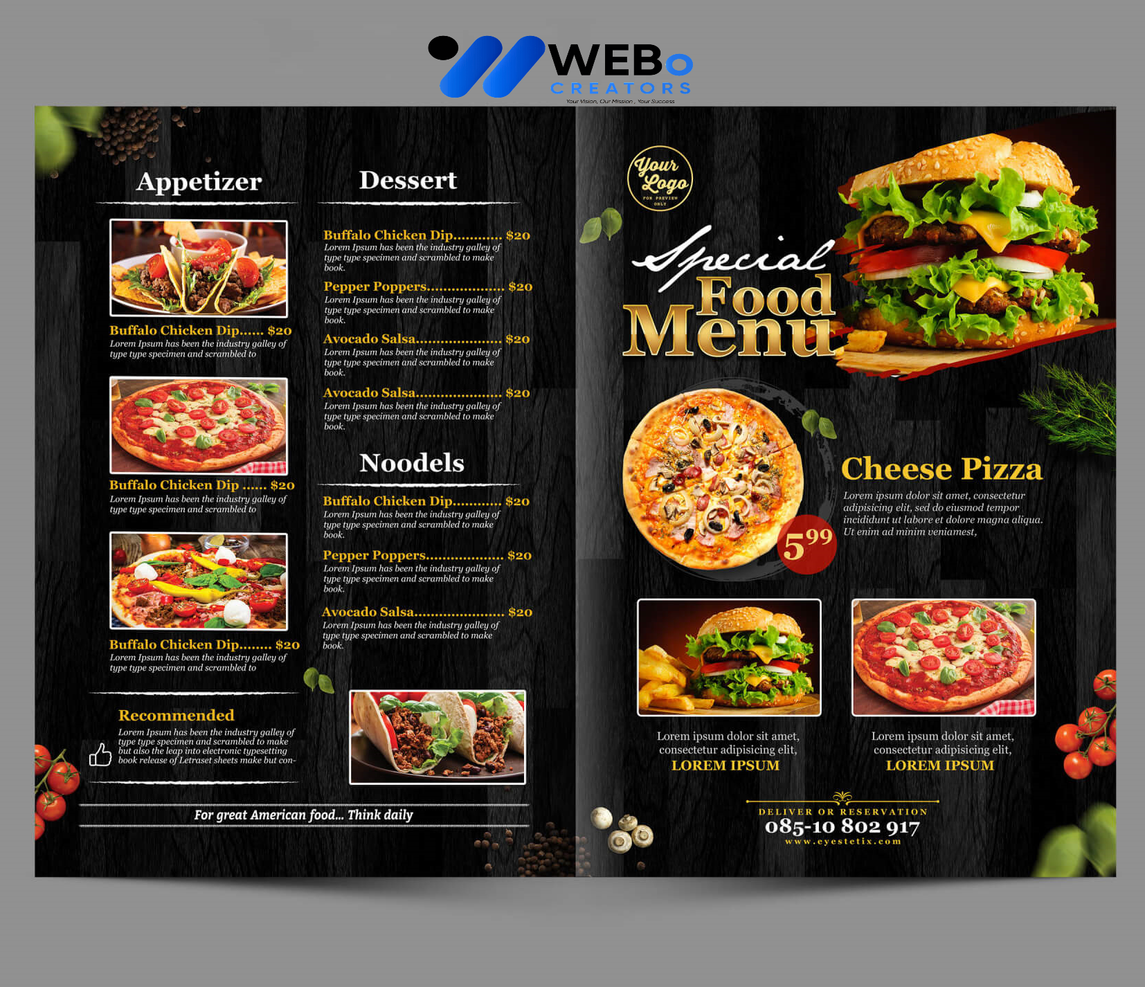 Modern restaurant menu design Jeddah 2026 café menu layout food branding design services